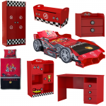 Set Formula 1 Car -7 piese (pat, lenjerie, noptiera, biblioteca, banca, birou, dulap)